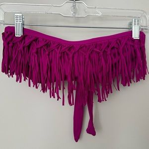 L*Space Dolly Fringe Knotted Bandeau Bikini Top, Purple